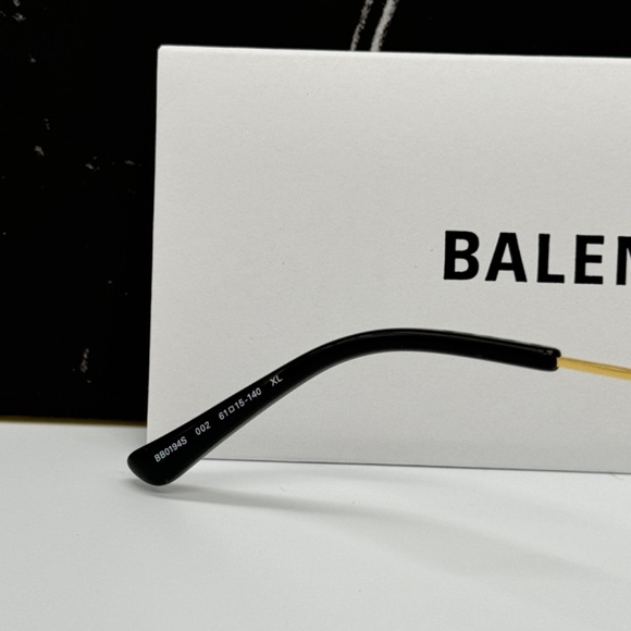 NEW BB0194S 002 BALENCIAGA GOLD YELLOW GEOMETRIC WOMEN BALENCIAGA SUNGLASSES - Picture 8 of 10